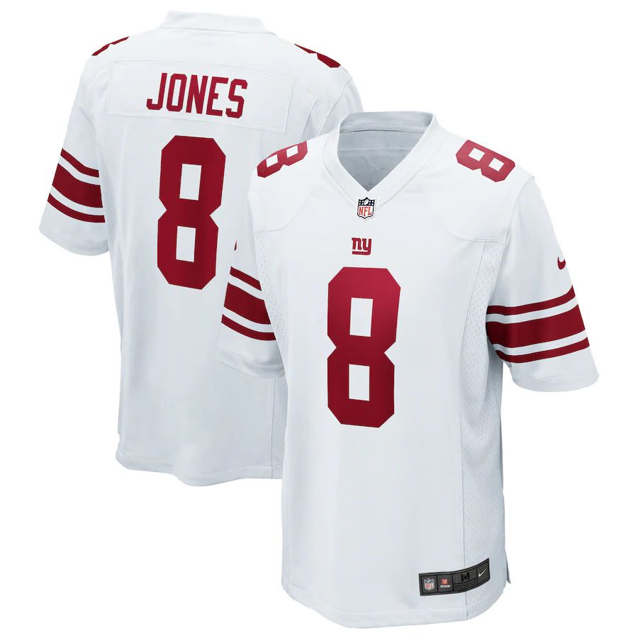 Men New York Giants #8 Daniel Jones Nike White Game NFL Jersey